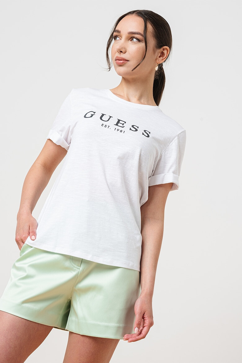 GUESS Памучна тениска с лого - Pepit.bg
