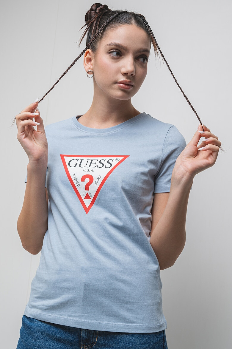 GUESS Памучна тениска с лого - Pepit.bg