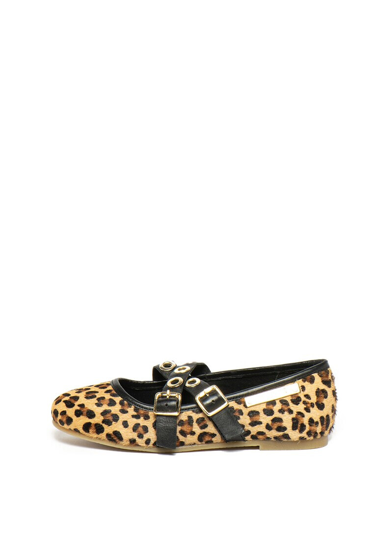 Guess Пантофки с кожа с косъм - Pepit.bg