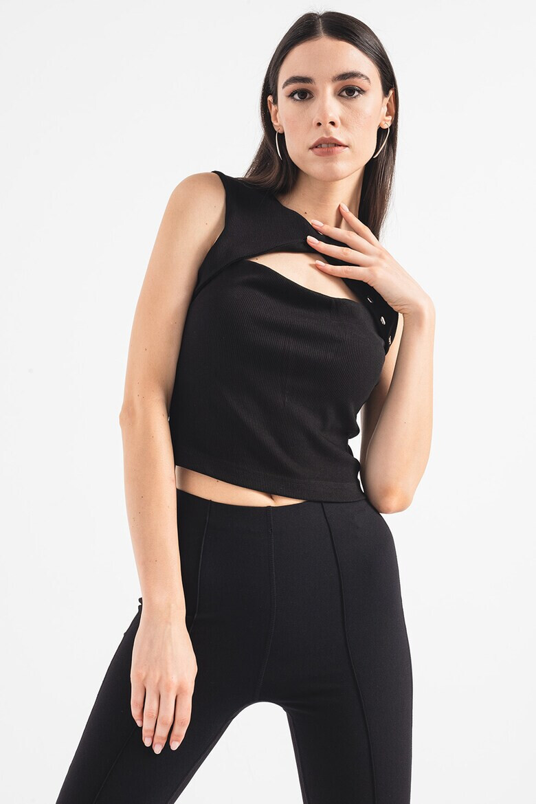 GUESS Рипсен топ с отвори - Pepit.bg