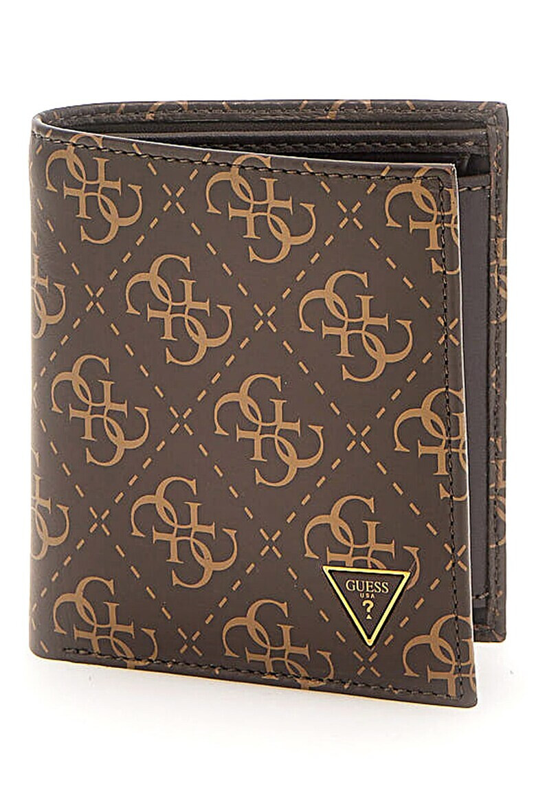 GUESS Сгъваем кожен портфейл с монограм - Pepit.bg