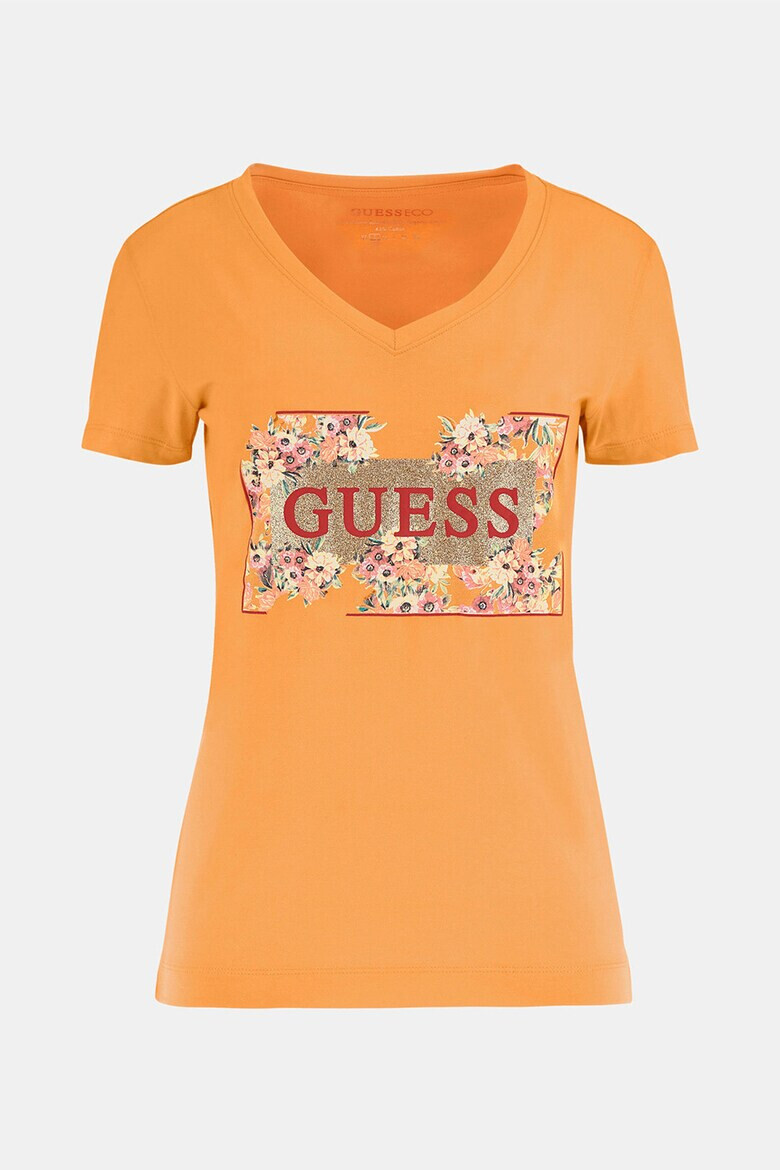 GUESS Тениска с лого и шпиц - Pepit.bg