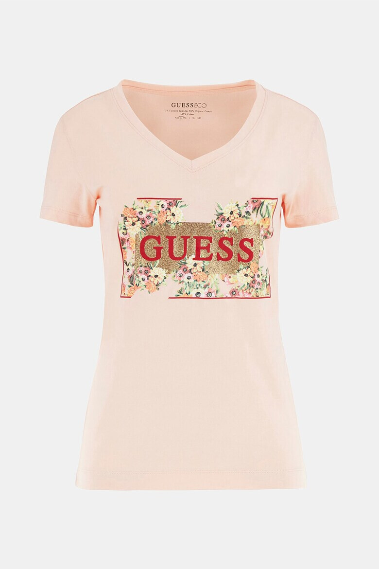 GUESS Тениска с лого и шпиц - Pepit.bg