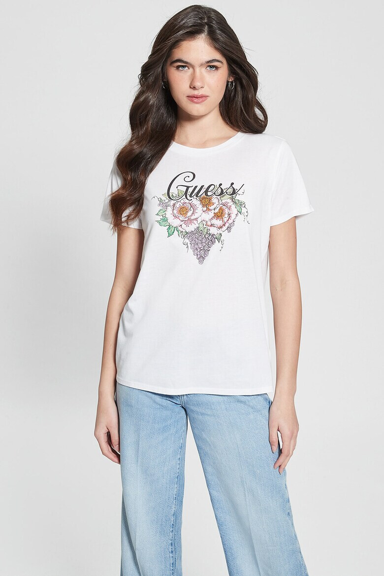 GUESS Тениска с модал с лого - Pepit.bg