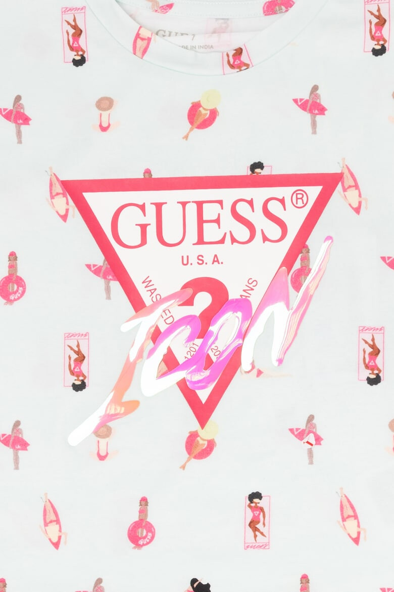 GUESS KIDS GUESS - Тениска с принт и овално деколте - Pepit.bg