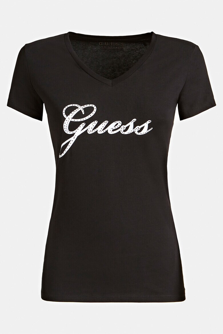 GUESS Тениска с шпиц и лого - Pepit.bg