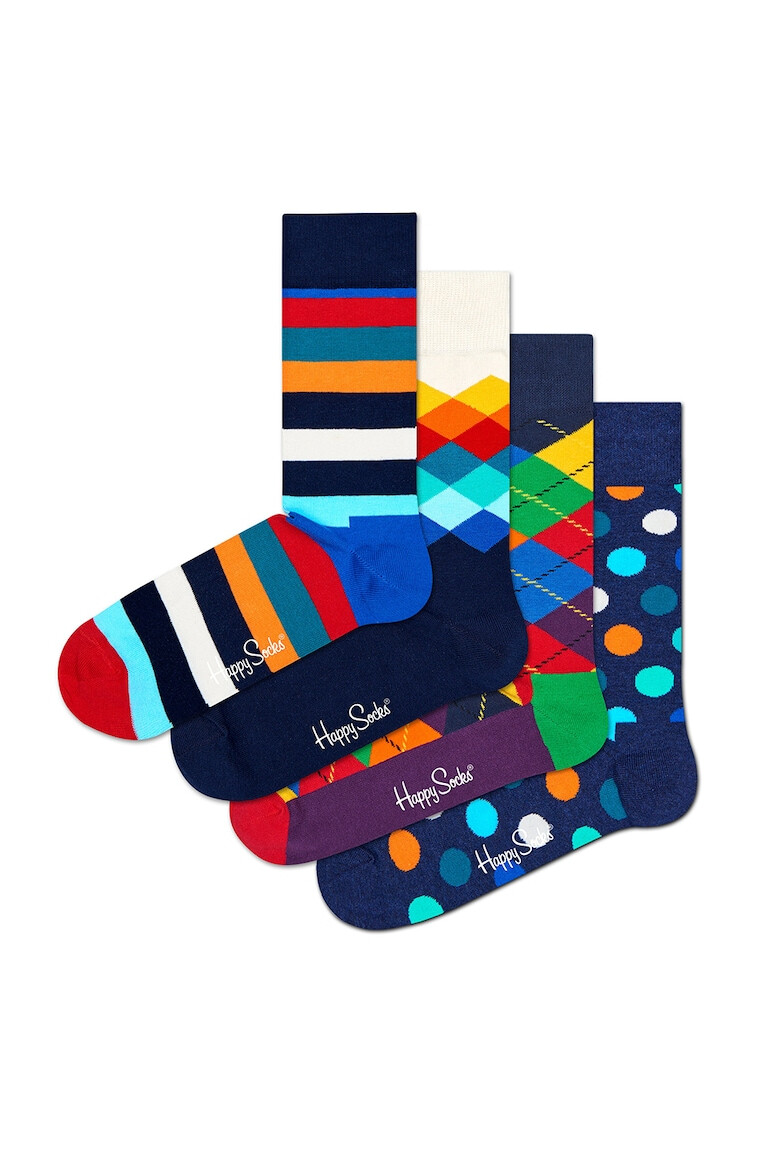 Happy Socks Десенирани дълги чорапи - 4 чифта - Pepit.bg