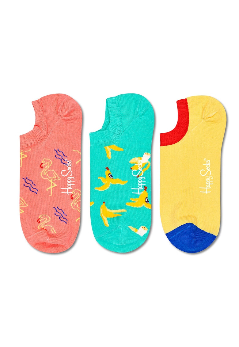 Happy Socks Унисекс чорапи Flamingo до глезена с шарки - 3 чифта - Pepit.bg