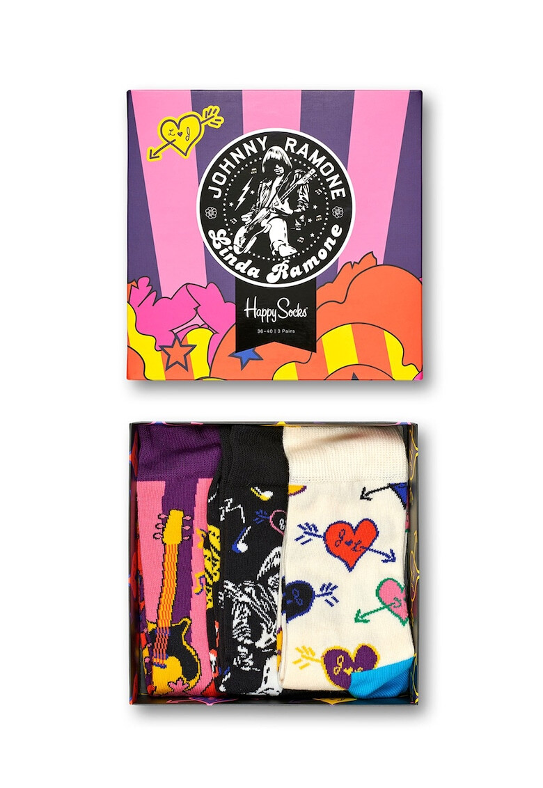 Happy Socks Унисекс чорапи Ramones - 3 чифта - Pepit.bg