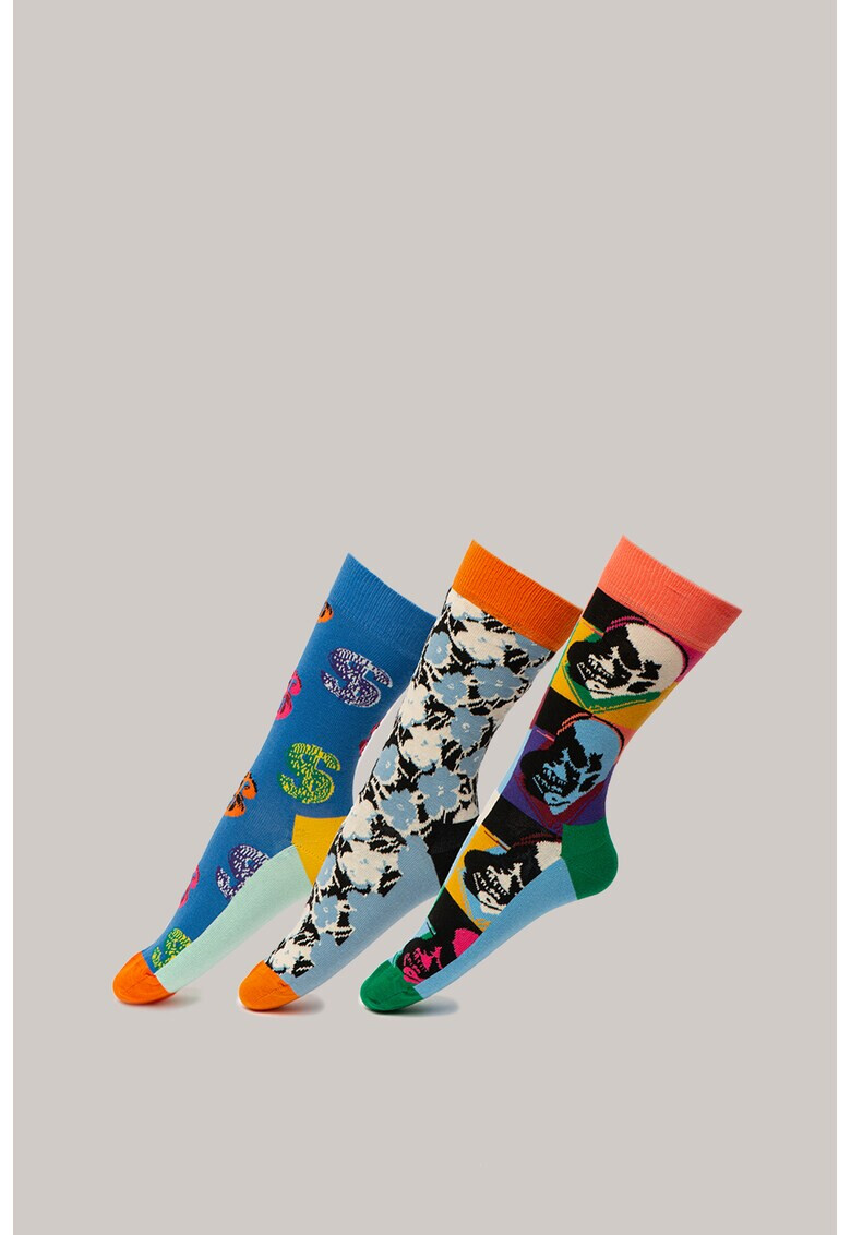Happy Socks Унисекс чорапи с десен 3 чифта - Pepit.bg