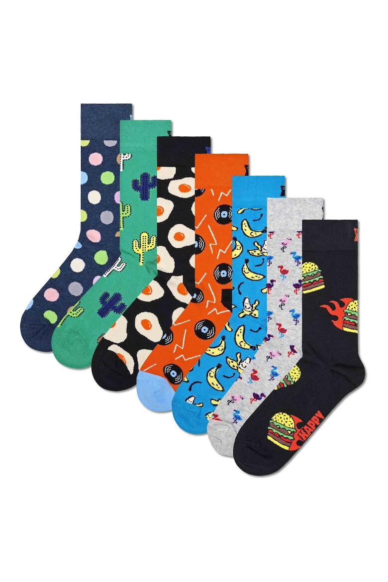 Happy Socks Унисекс чорапи с принт - 7 чифта - Pepit.bg