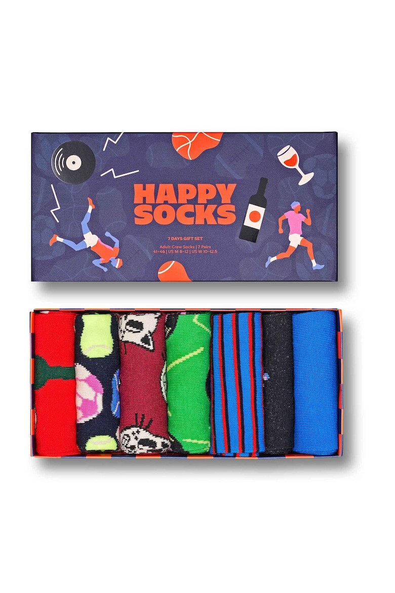 Happy Socks Унисекс чорапи с принт - 7 чифта - Pepit.bg