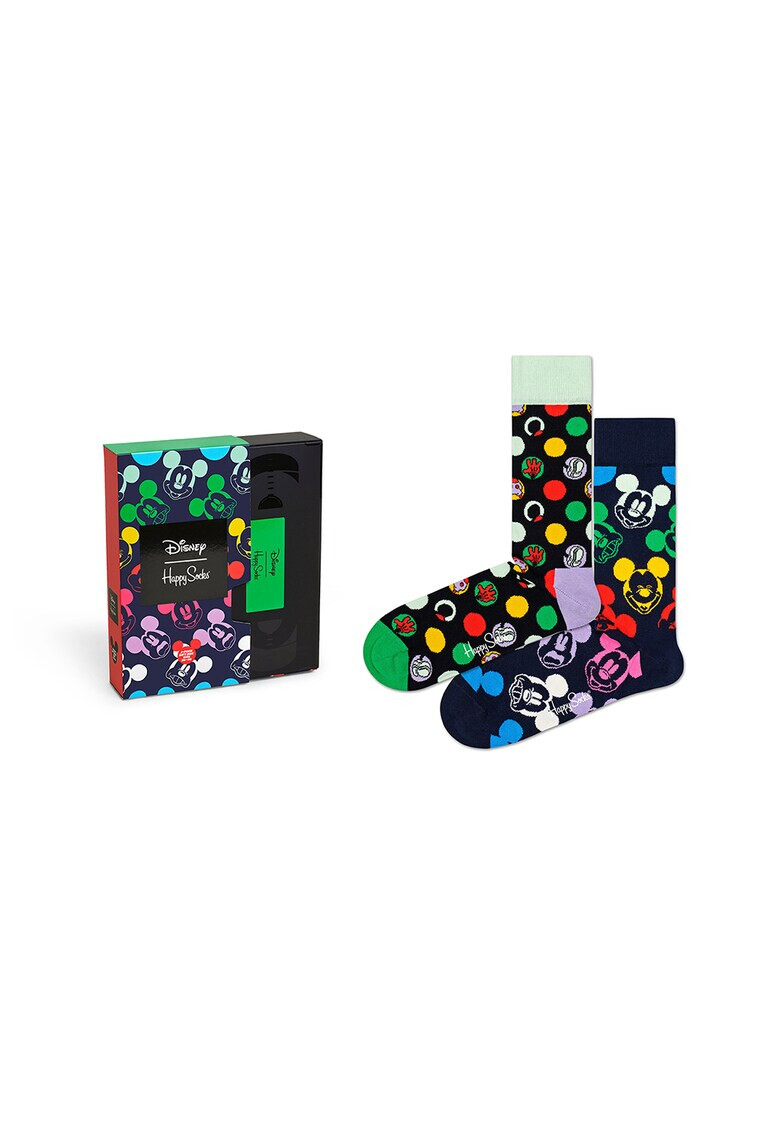 Happy Socks Унисекс чорапи с щампа на Mickey Mouse - 2 чифта - Pepit.bg