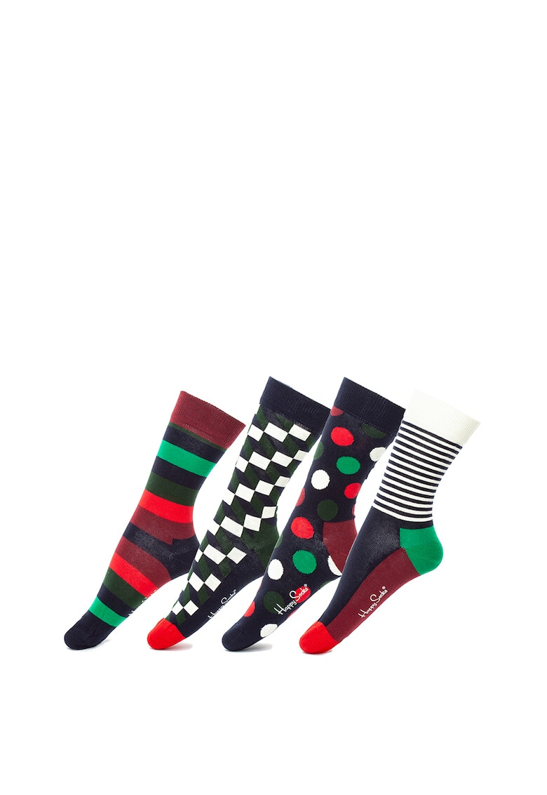 Happy Socks Унисекс чорапи с шарка - 4 чифта - Pepit.bg