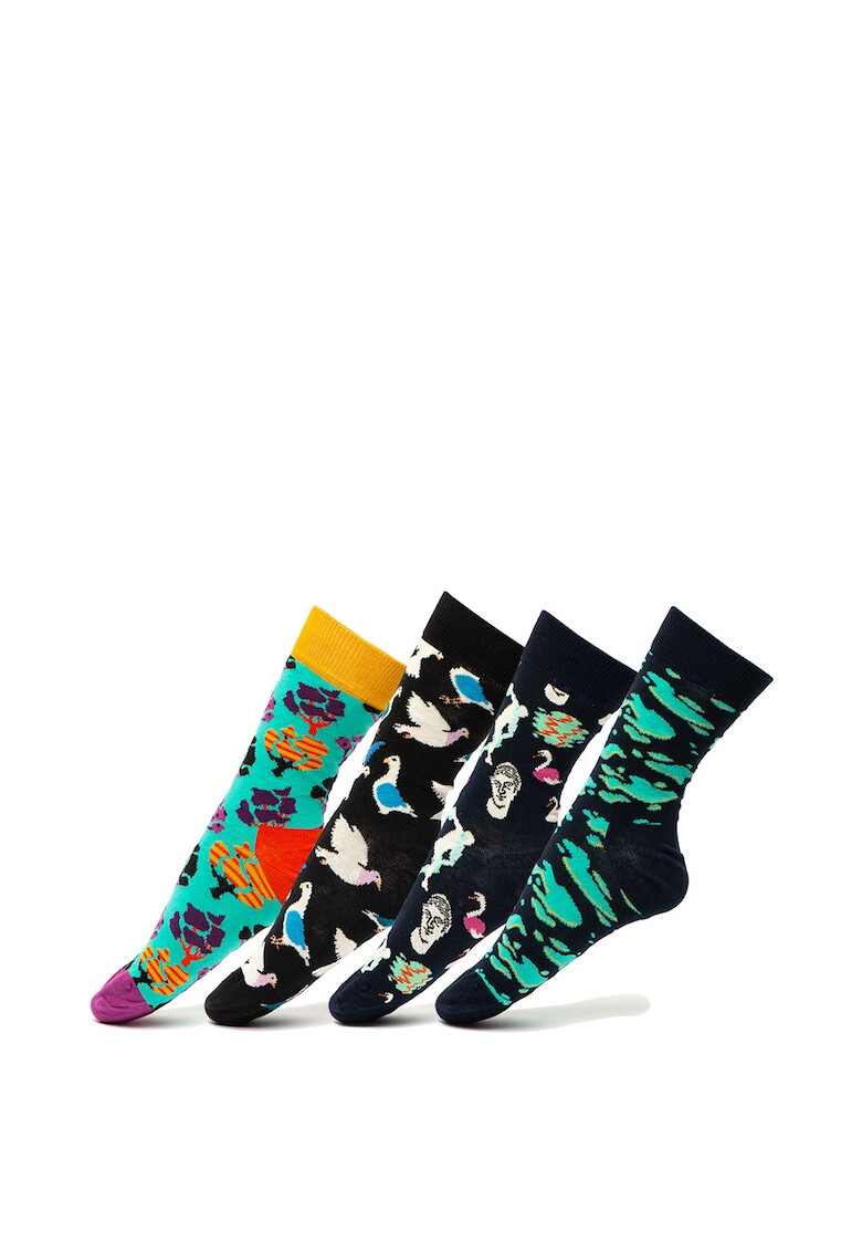 Happy Socks Унисекс десенирани чорапи - 4 чифта - Pepit.bg