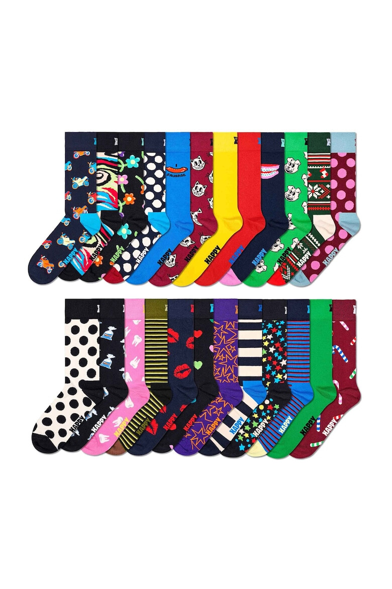 Happy Socks Унисекс дълги чорапи 24 чифта - Pepit.bg