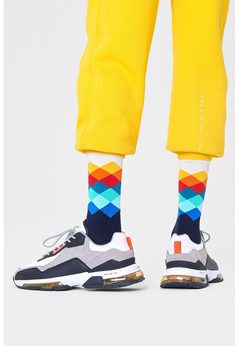 Happy Socks Унисекс дълги чорапи Faded Diamond - Pepit.bg