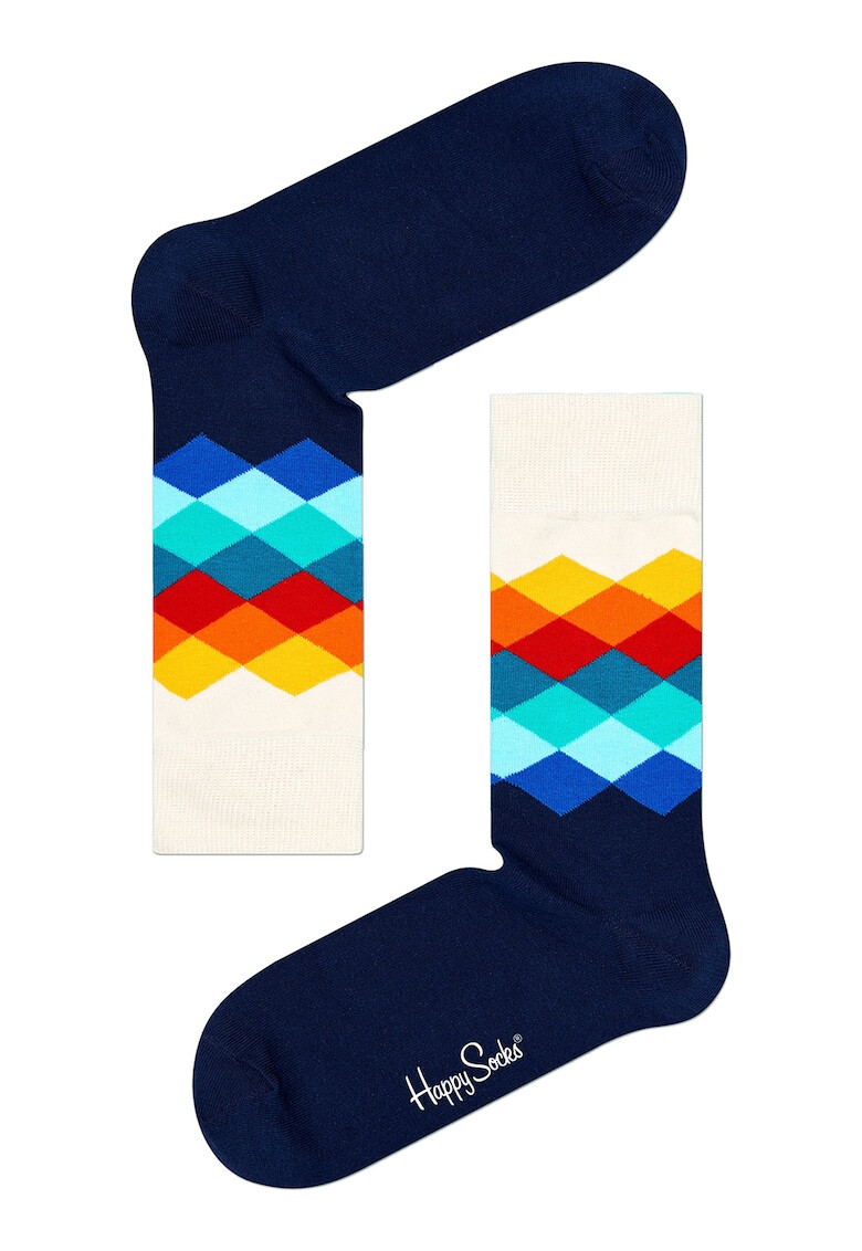 Happy Socks Унисекс дълги чорапи Faded Diamond - Pepit.bg