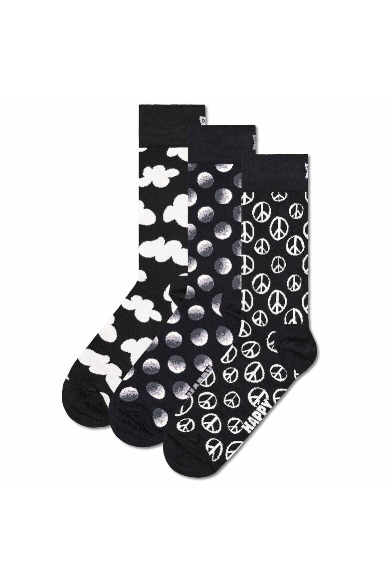 Happy Socks Унисекс дълги чорапи с десен - 3 чифта - Pepit.bg