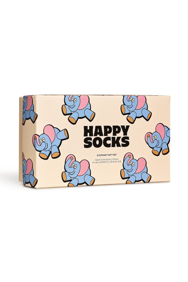 Happy Socks Унисекс дълги чорапи с десен - 3 чифта - Pepit.bg