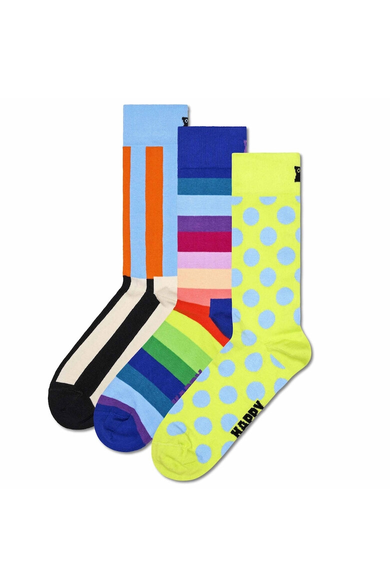 Happy Socks Унисекс дълги чорапи с десен - 3 чифта - Pepit.bg