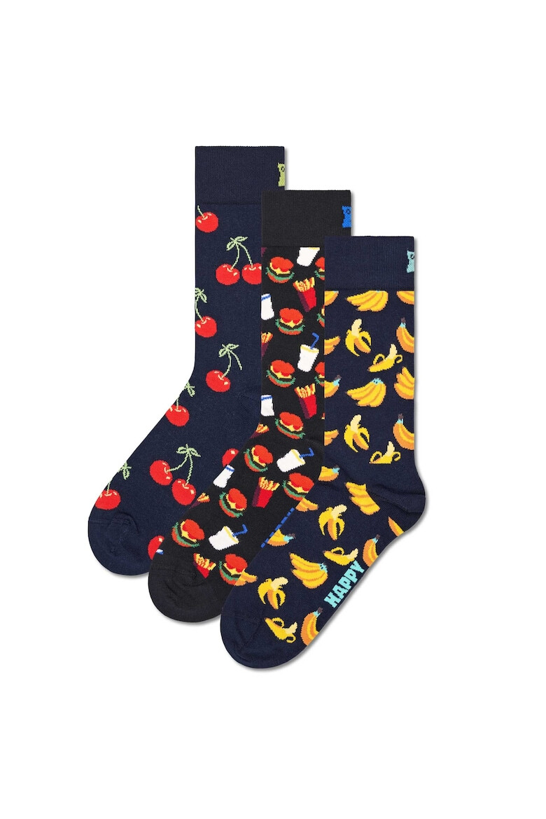 Happy Socks Унисекс дълги чорапи с десен - 3 чифта - Pepit.bg