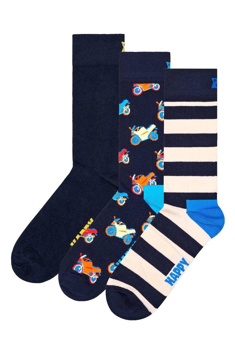 Happy Socks Унисекс дълги чорапи с десен - 3 чифта - Pepit.bg