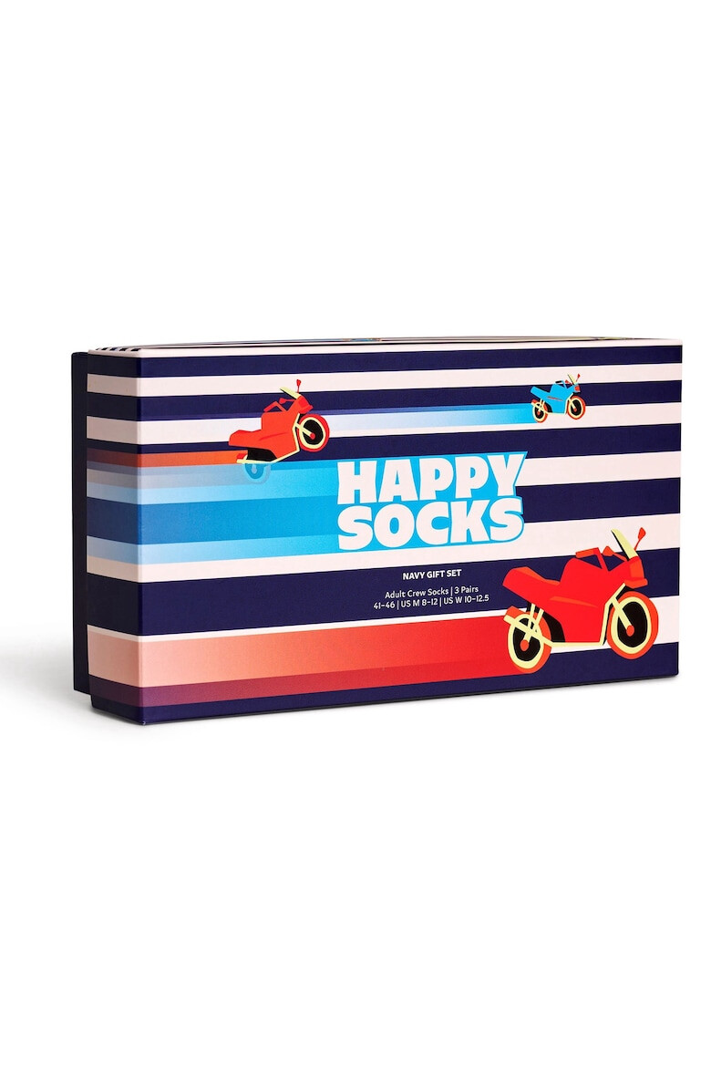 Happy Socks Унисекс дълги чорапи с десен - 3 чифта - Pepit.bg