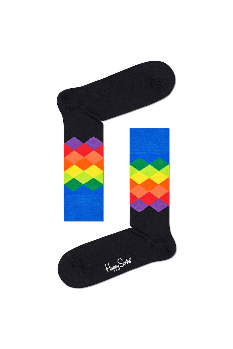 Happy Socks Унисекс дълги чорапи с десен - 3 чифта - Pepit.bg
