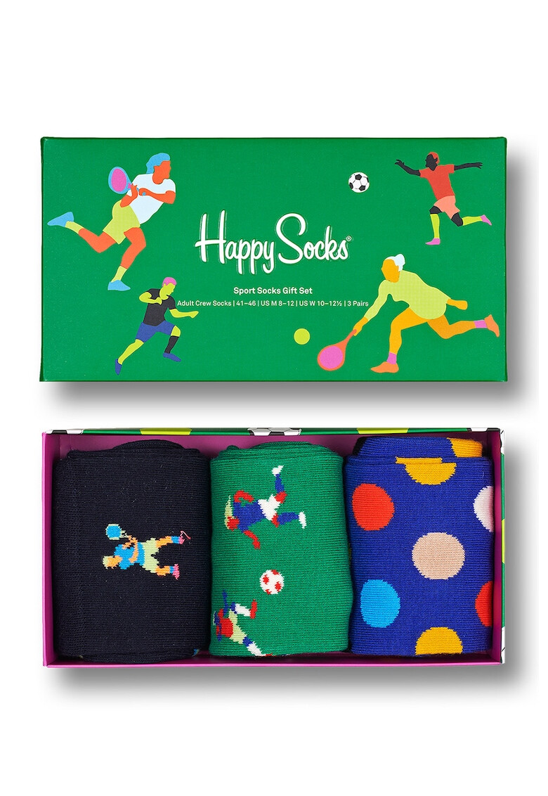 Happy Socks Унисекс дълги чорапи с десен - 3 чифта - Pepit.bg