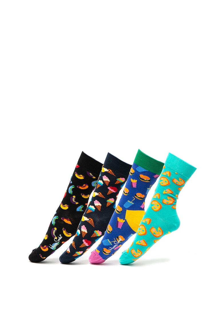 Happy Socks Унисекс дълги чорапи с десен - 4 чифта - Pepit.bg