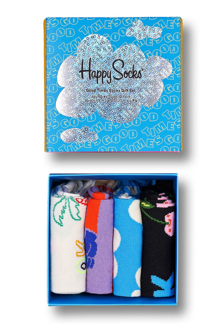 Happy Socks Унисекс дълги чорапи с десен - 4 чифта - Pepit.bg