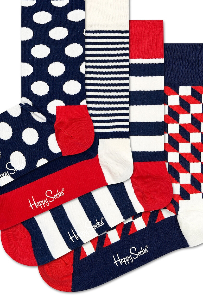 Happy Socks Унисекс дълги чорапи с принт - 4 чифта - Pepit.bg