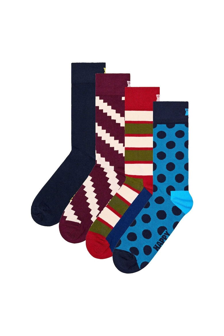 Happy Socks Унисекс дълги чорапи с принт - 4 чифта - Pepit.bg