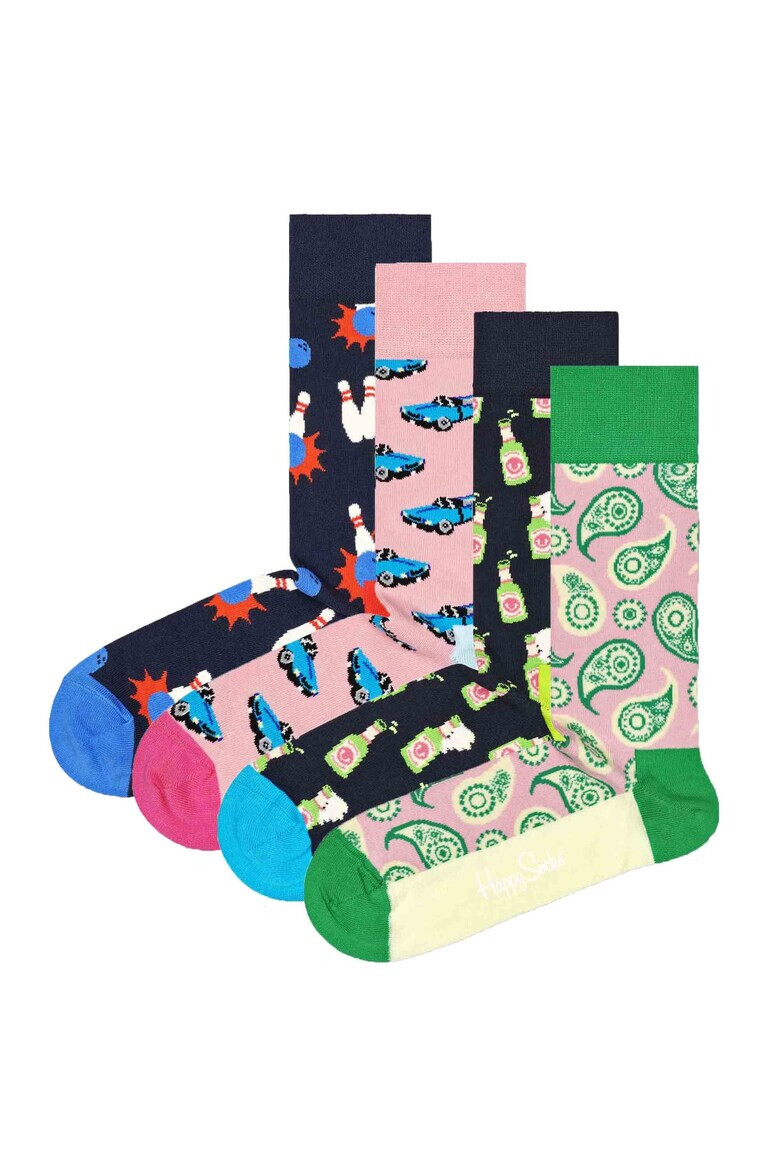 Happy Socks Унисекс дълги чорапи с принт - 4 чифта - Pepit.bg