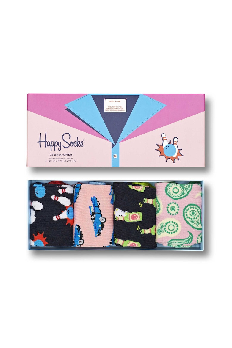 Happy Socks Унисекс дълги чорапи с принт - 4 чифта - Pepit.bg