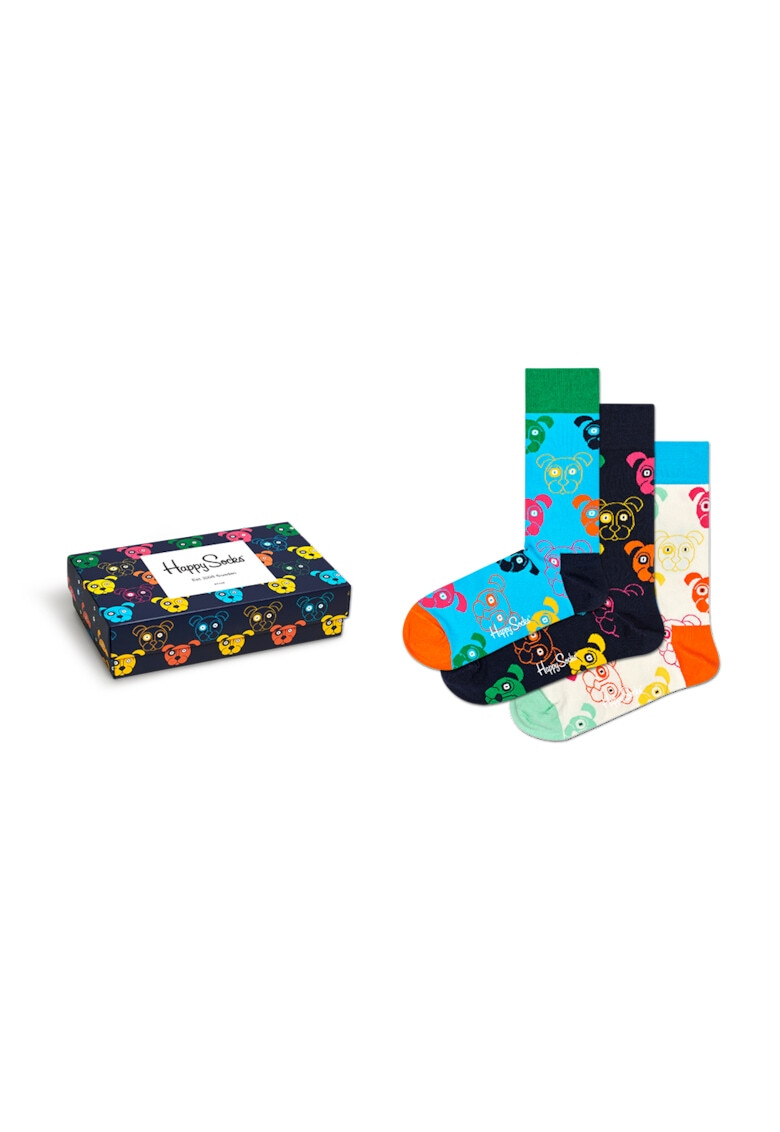 Happy Socks Унисекс дълги чорапи с шарка - 3 чифта - Pepit.bg