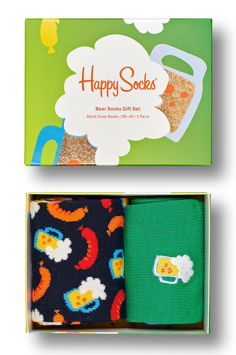 Happy Socks Унисекс дълги десенирани чорапи - 3 чифта - Pepit.bg