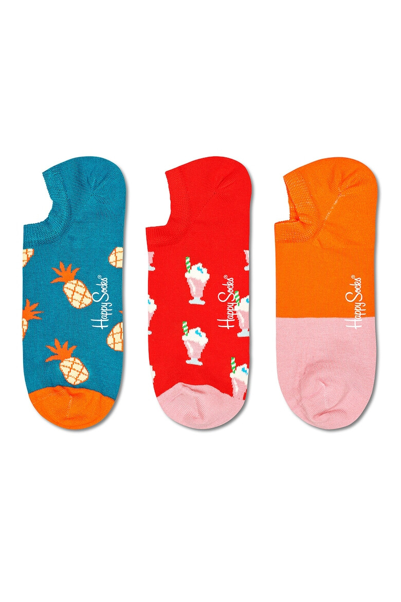 Happy Socks Унисекс изрязани чорапи с ананас - 3 чифта - Pepit.bg