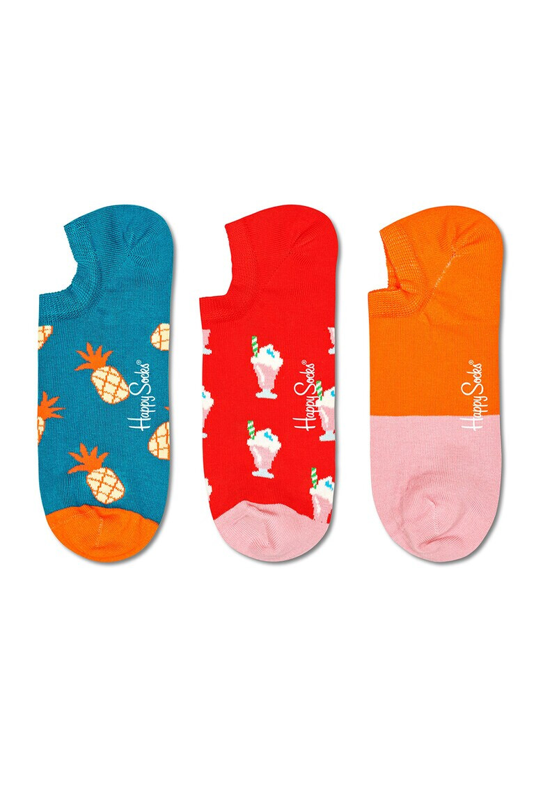 Happy Socks Унисекс изрязани чорапи с ананас - 3 чифта - Pepit.bg