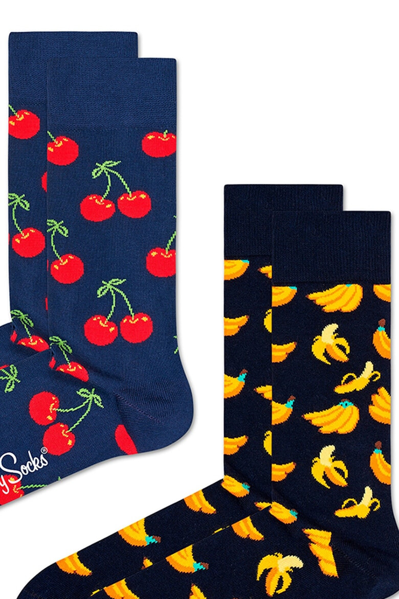 Happy Socks Унисекс къси чорапи с принт - 2 чифта - Pepit.bg