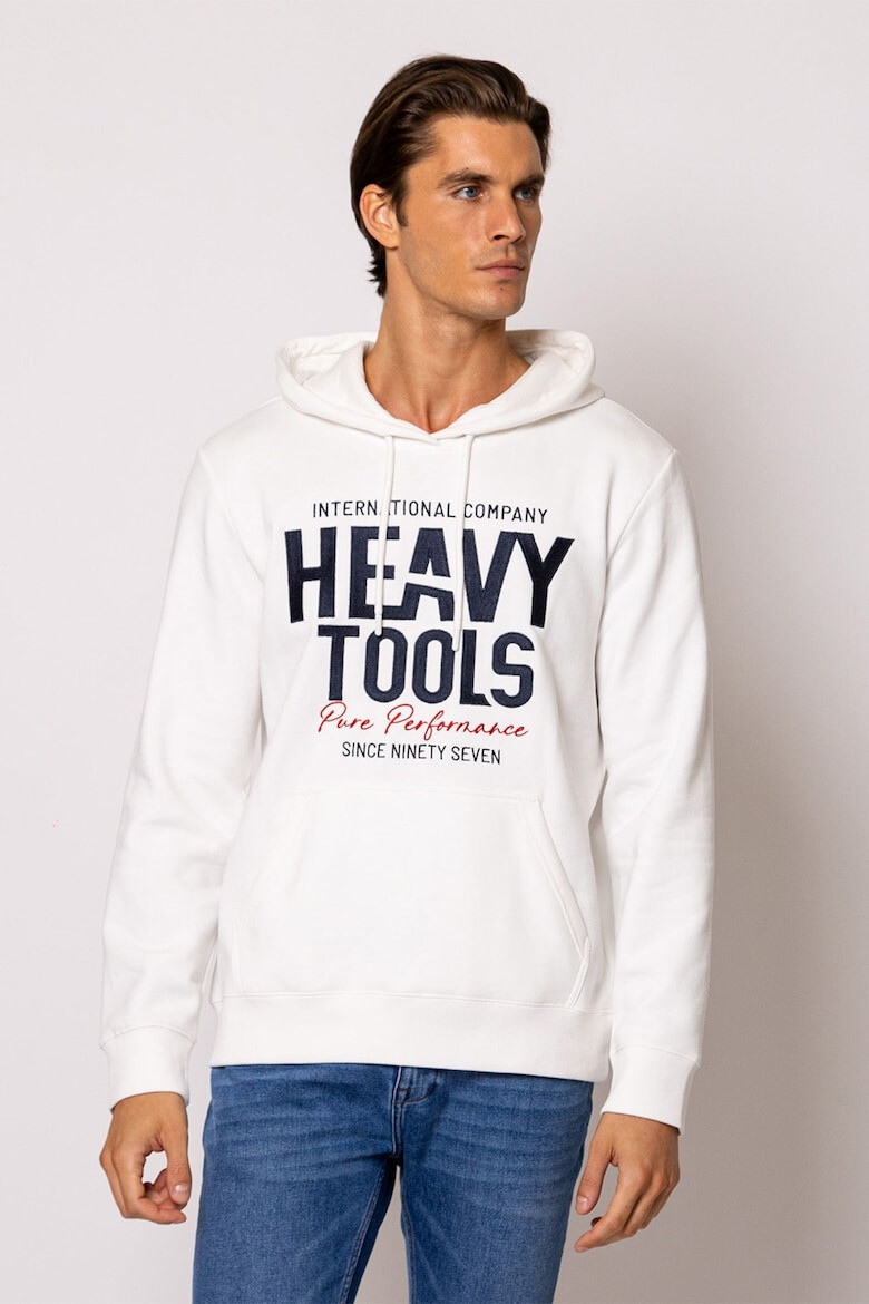 Heavy Tools Худи Skipper с джоб кенгуру и лого - Ултрамарин синьо/Мръснобял - Pepit.bg