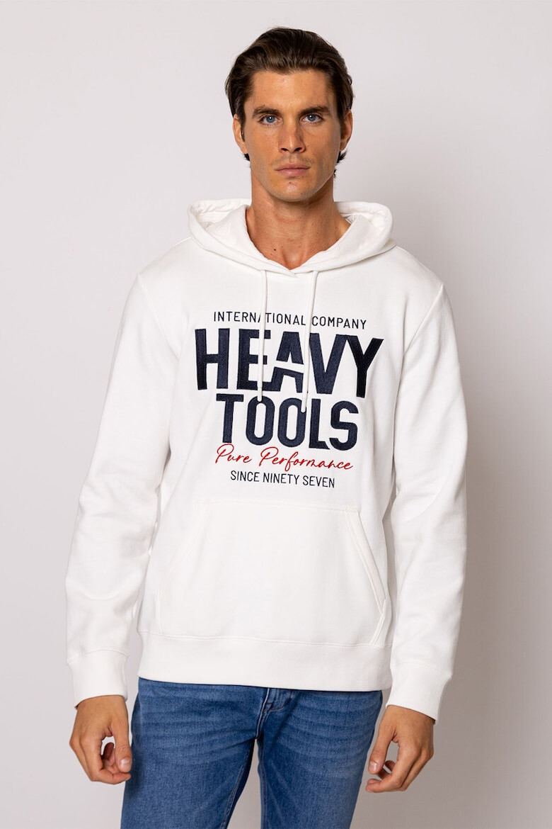 Heavy Tools Худи Skipper с джоб кенгуру и лого - Ултрамарин синьо/Мръснобял - Pepit.bg