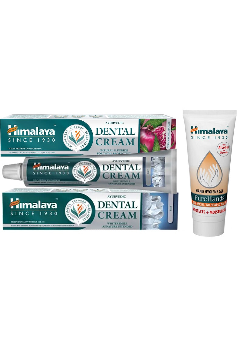 Himalaya Промо пакет : Паста за зъби Dental cream clasic 100 мл & Паста за зъби Dental cream Със сол 100 мл + Дезинфектант за ръце 100 мл - Pepit.bg