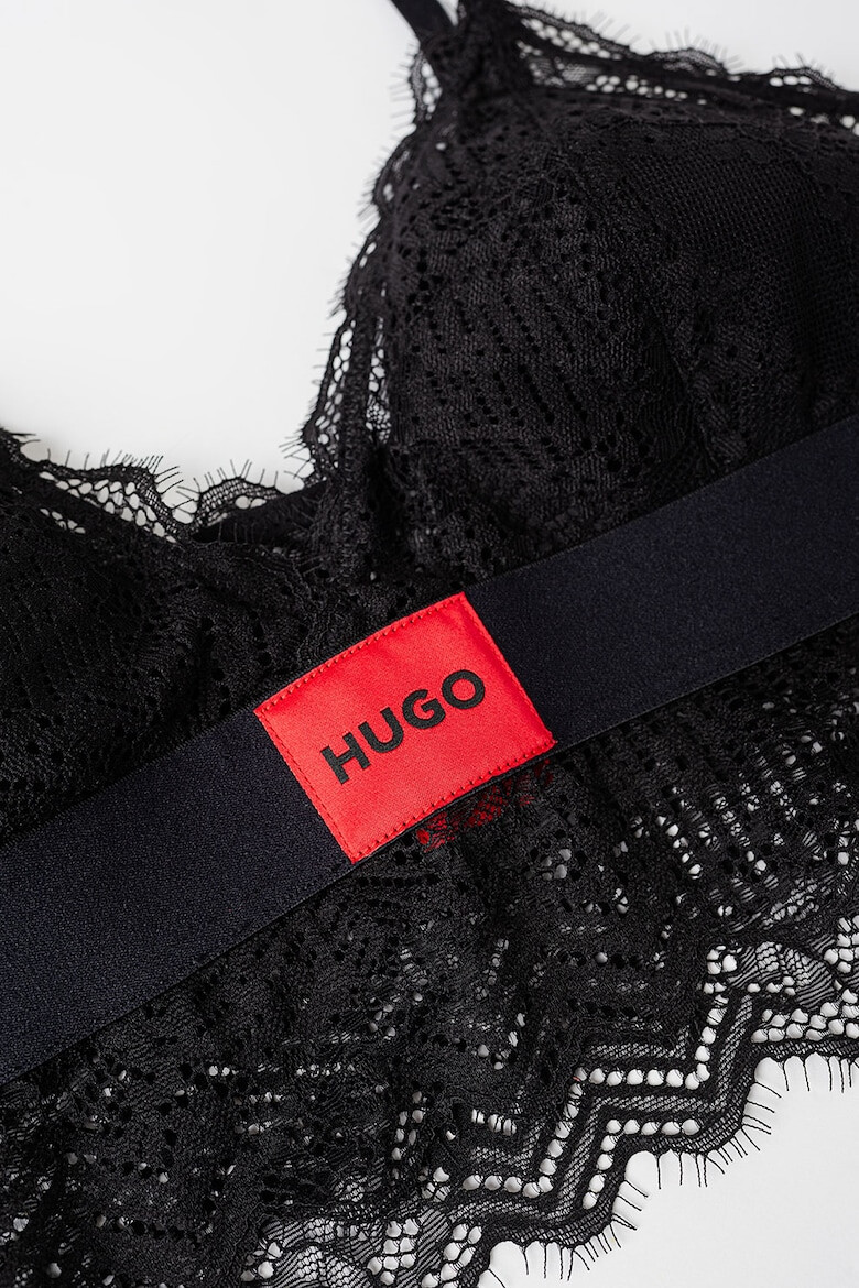 HUGO Дантелен бралет с дантела и регулируеми презрамки - Черен - Pepit.bg