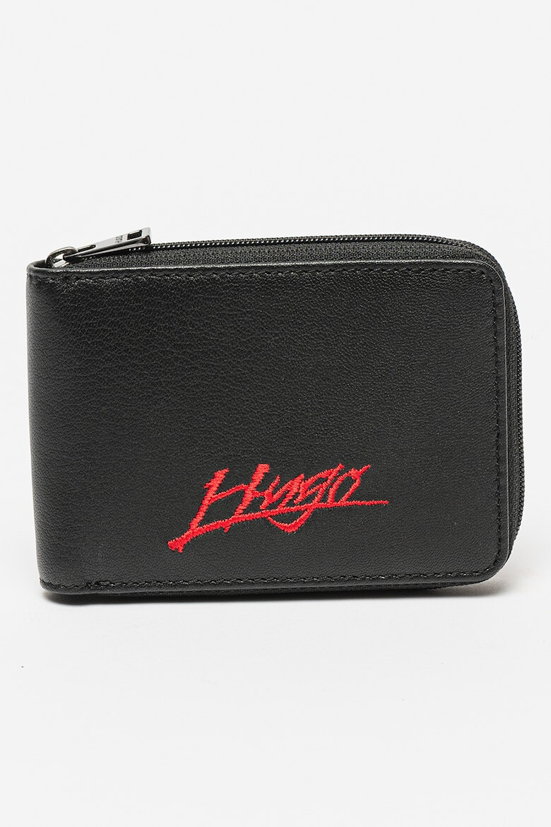 HUGO Кожен портфейл Handwritten 2.0 с бродирано лого - Черен - Pepit.bg