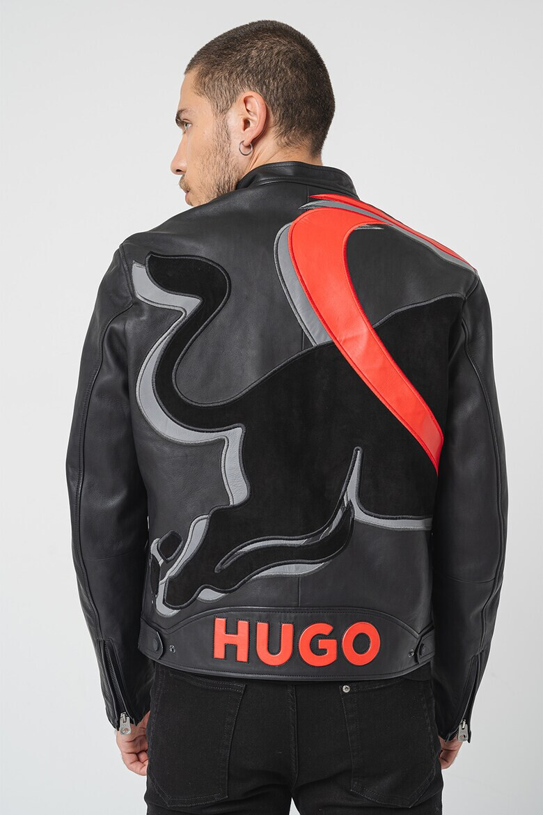 HUGO Кожено яке с принт - Pepit.bg