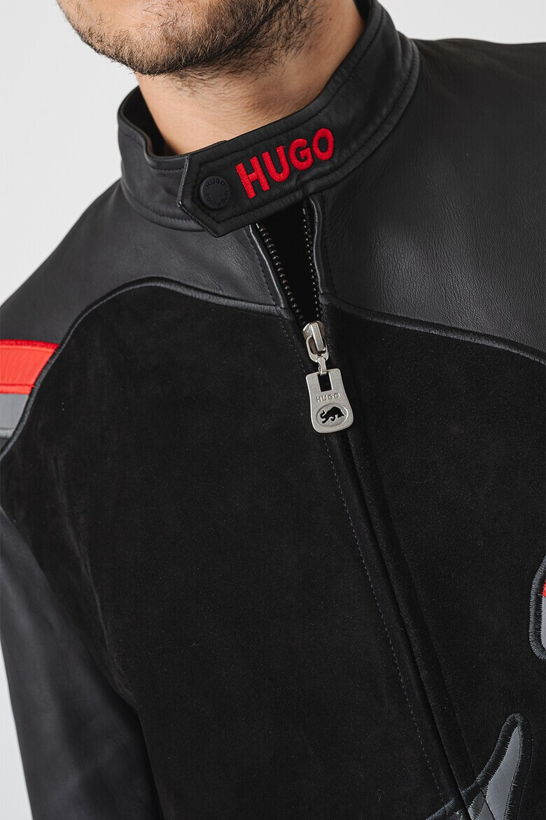 HUGO Кожено яке с принт - Pepit.bg