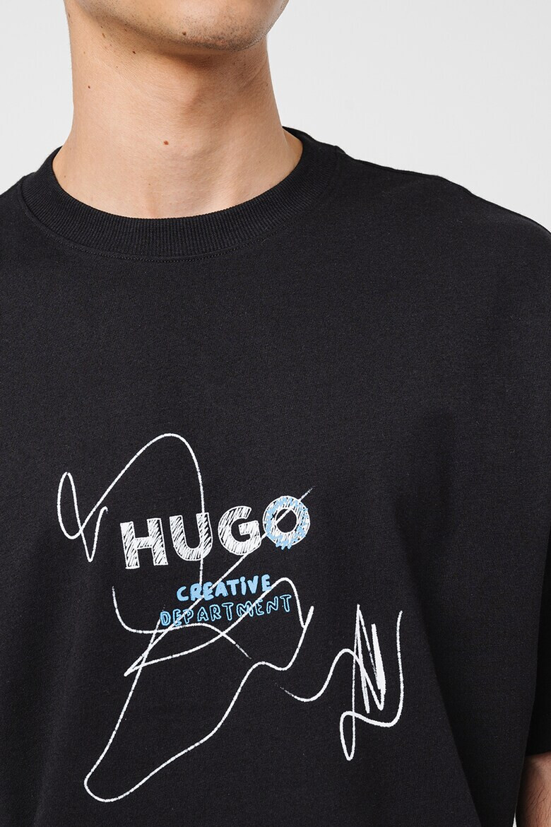 HUGO Тениска с паднали ръкави - Pepit.bg