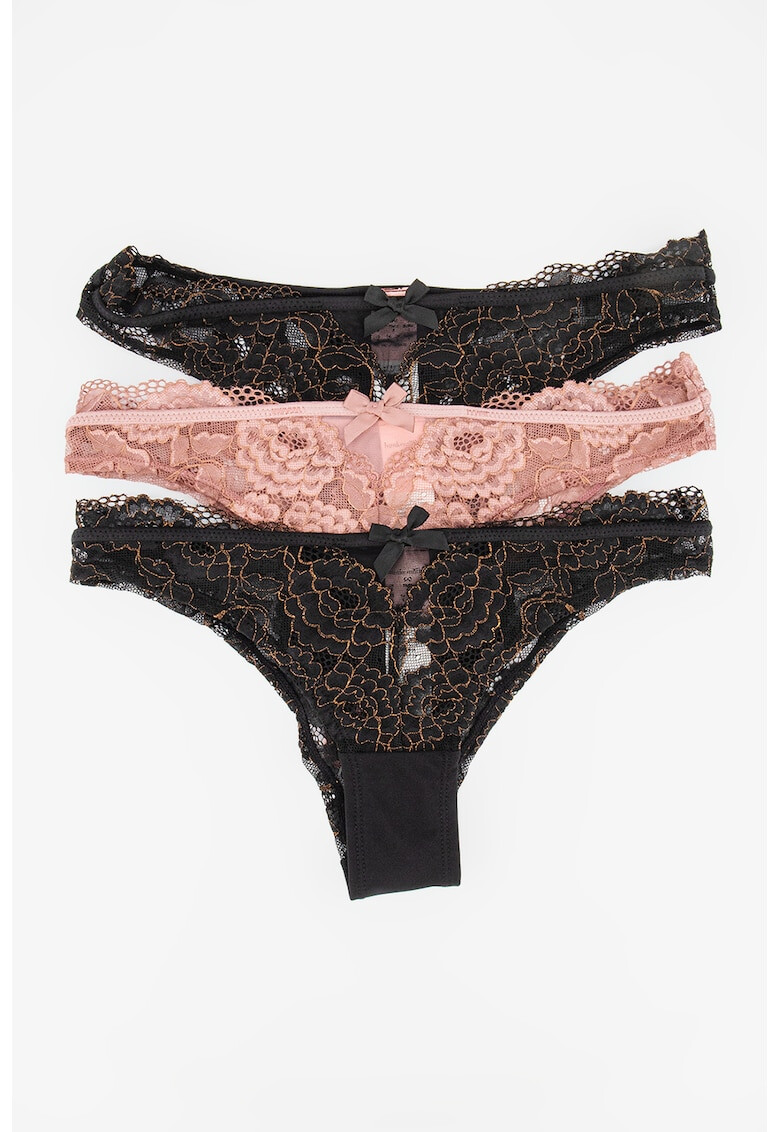 Hunkemoller Дантелени бикини тип бразилиана Chloe - 3 чифта - Pepit.bg